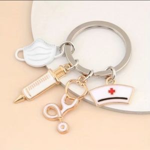 Nurse Stethoscope Syringe Mask Keychain